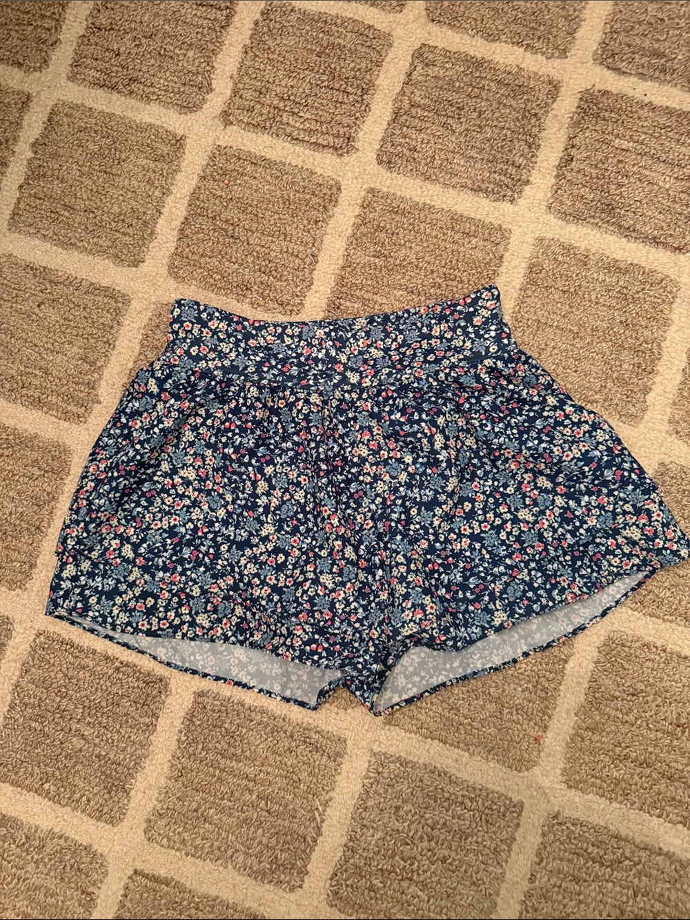 abercrombie kids Navy Blue Floral High-Waist Shorts